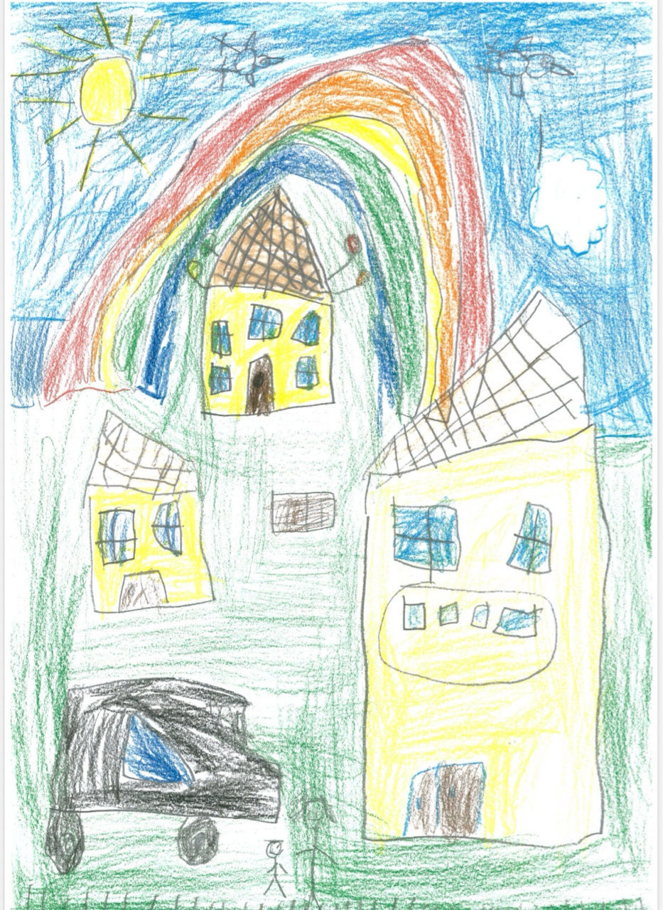 Bygdøy skole tegnet av Philip i 1a