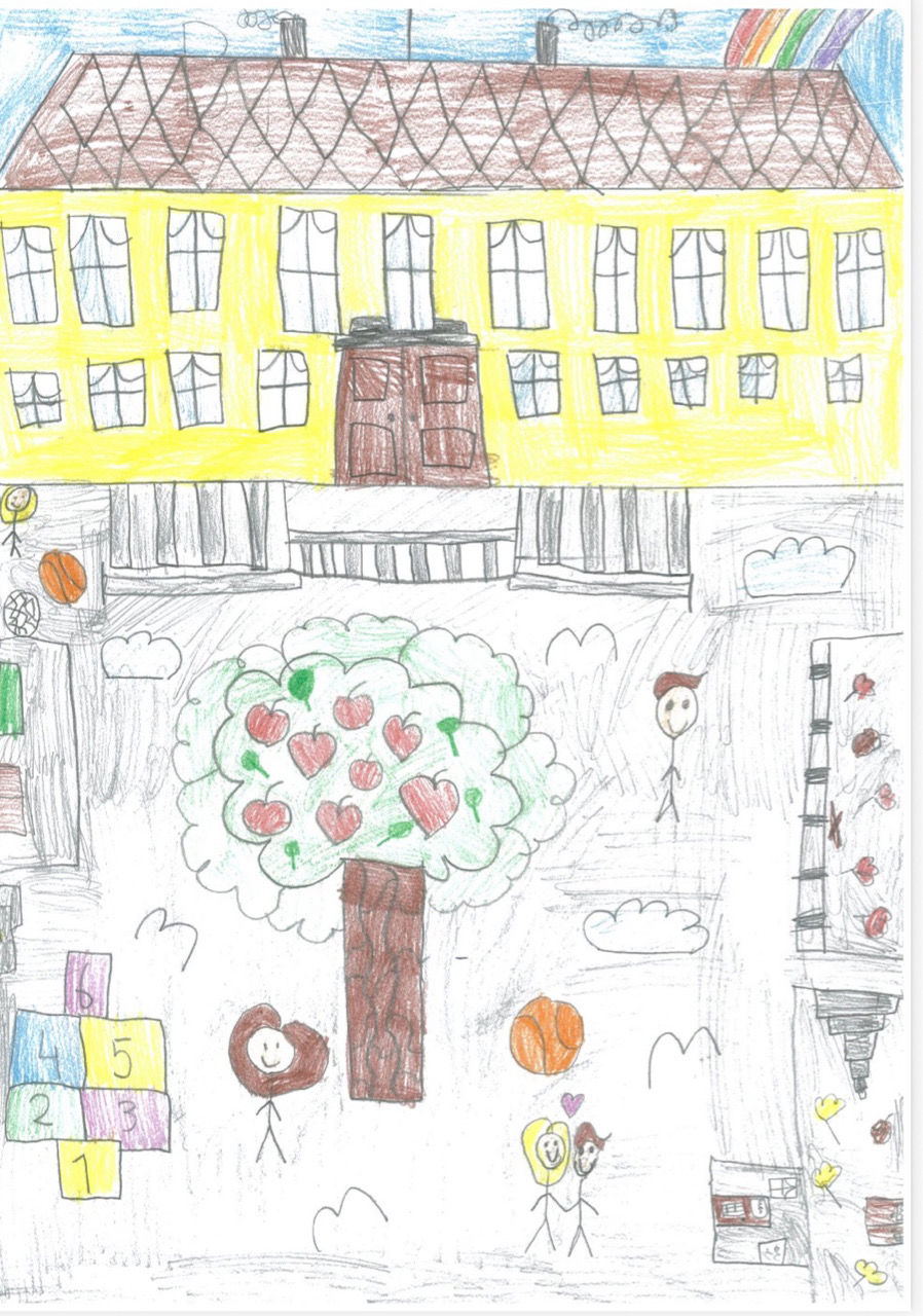 Bygdøy skole tegnet av Ester Linda i 4a